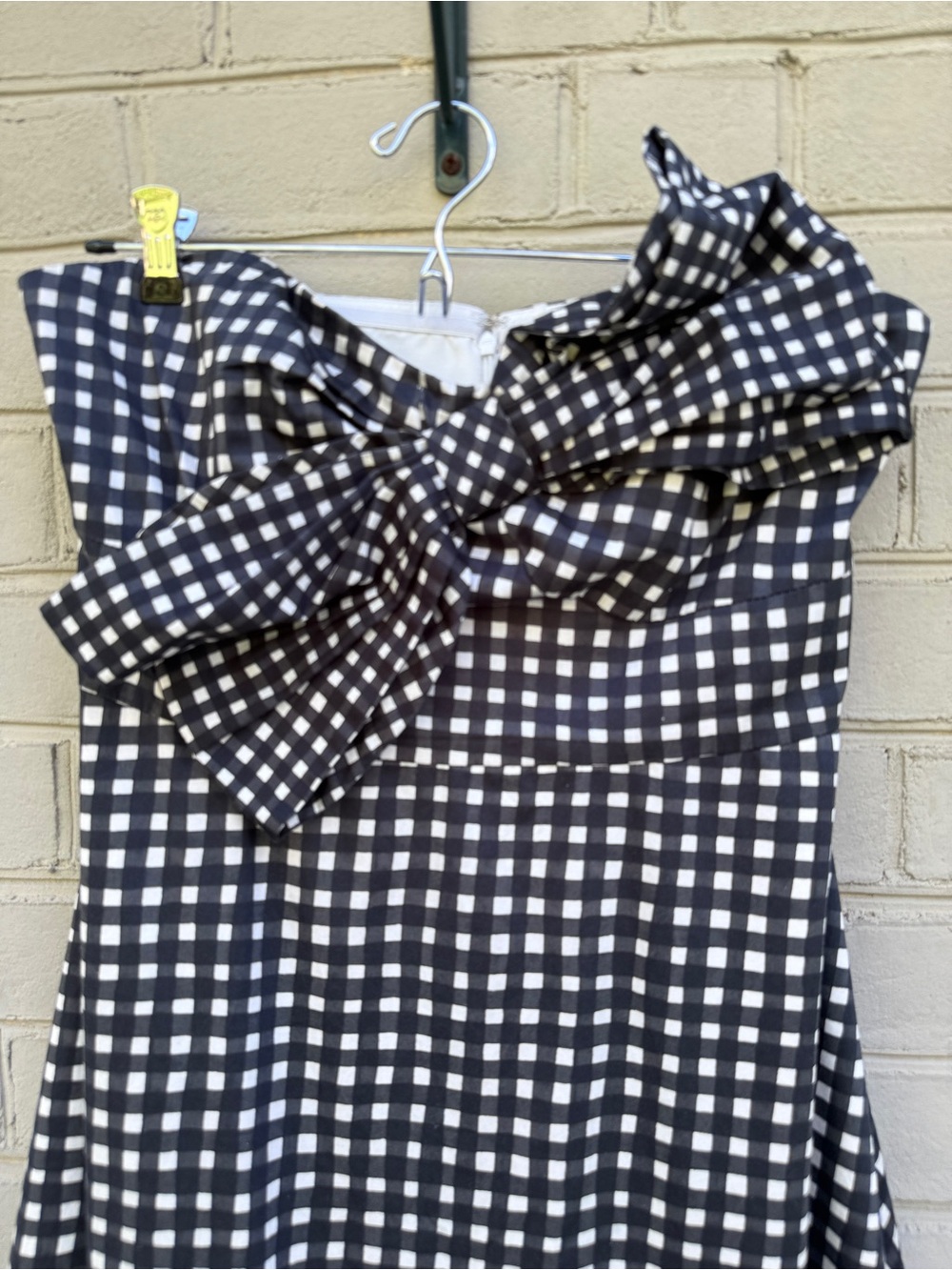 Anthropologie Hutch Strapless Black & White Gingham Midi Dress Size 10 Pockets - Picture 8 of 16